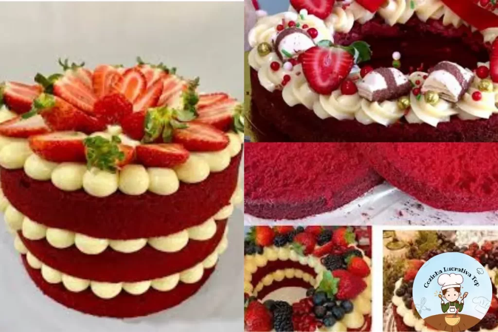 Naked Cake de Red Velvet e Guirlanda de Red velvet