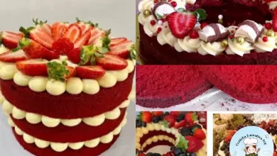 Naked Cake de Red Velvet e Guirlanda de Red velvet